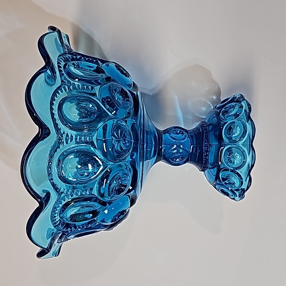 Vintage L.E. Smith Blue Moon & Stars Pedestal Compote Bowl Candy Dish - Picture 1 of 10